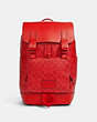 COACH®,TRACK BACKPACK IN SIGNATURE CANVAS,Gunmetal/Miami Red,Front View