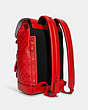COACH®,TRACK BACKPACK IN SIGNATURE CANVAS,Gunmetal/Miami Red,Angle View