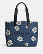 COACH®,TOTE BAG 38 WITH ALOHA FLORAL PRINT,X-Large,Black Copper/Denim/Cream,Front View
