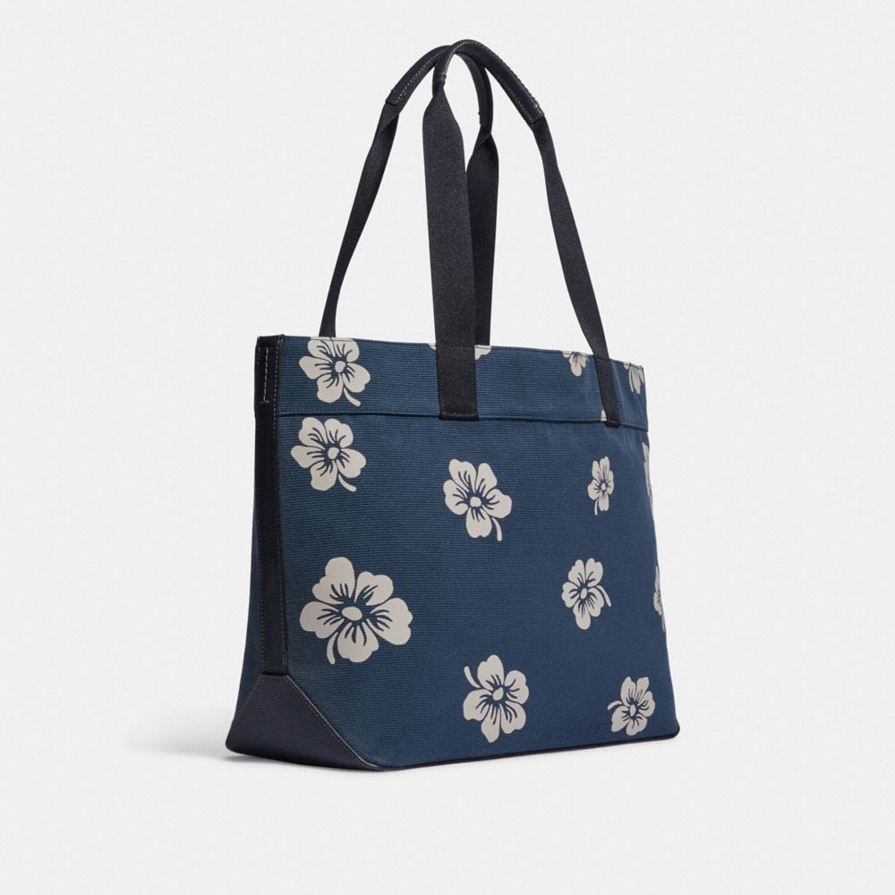 COACH®,TOTE BAG 38 WITH ALOHA FLORAL PRINT,X-Large,Black Copper/Denim/Cream,Angle View