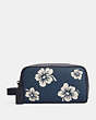 COACH®,SMALL TRAVEL KIT WITH ALOHA FLORAL PRINT,Small,Gunmetal/Denim/Cream,Front View