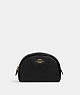 COACH®,DOME COSMETIC CASE,Crossgrain Leather,Mini,Gold/Black,Front View