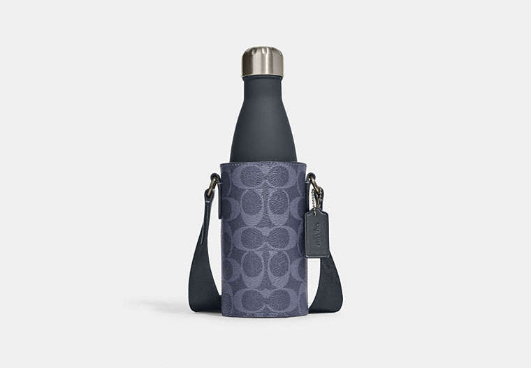 COACH®,WATER BOTTLE CROSSBODY IN SIGNATURE CANVAS,Signature Coated Canvas,Gunmetal/Denim,Front View