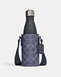 COACH®,WATER BOTTLE CROSSBODY IN SIGNATURE CANVAS,Signature Coated Canvas,Gunmetal/Denim,Front View