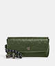 COACH®,SUNGLASS CASE IN SIGNATURE LEATHER,Coated Canvas/Leather,Mini,Gunmetal/Dark Shamrock,Front View