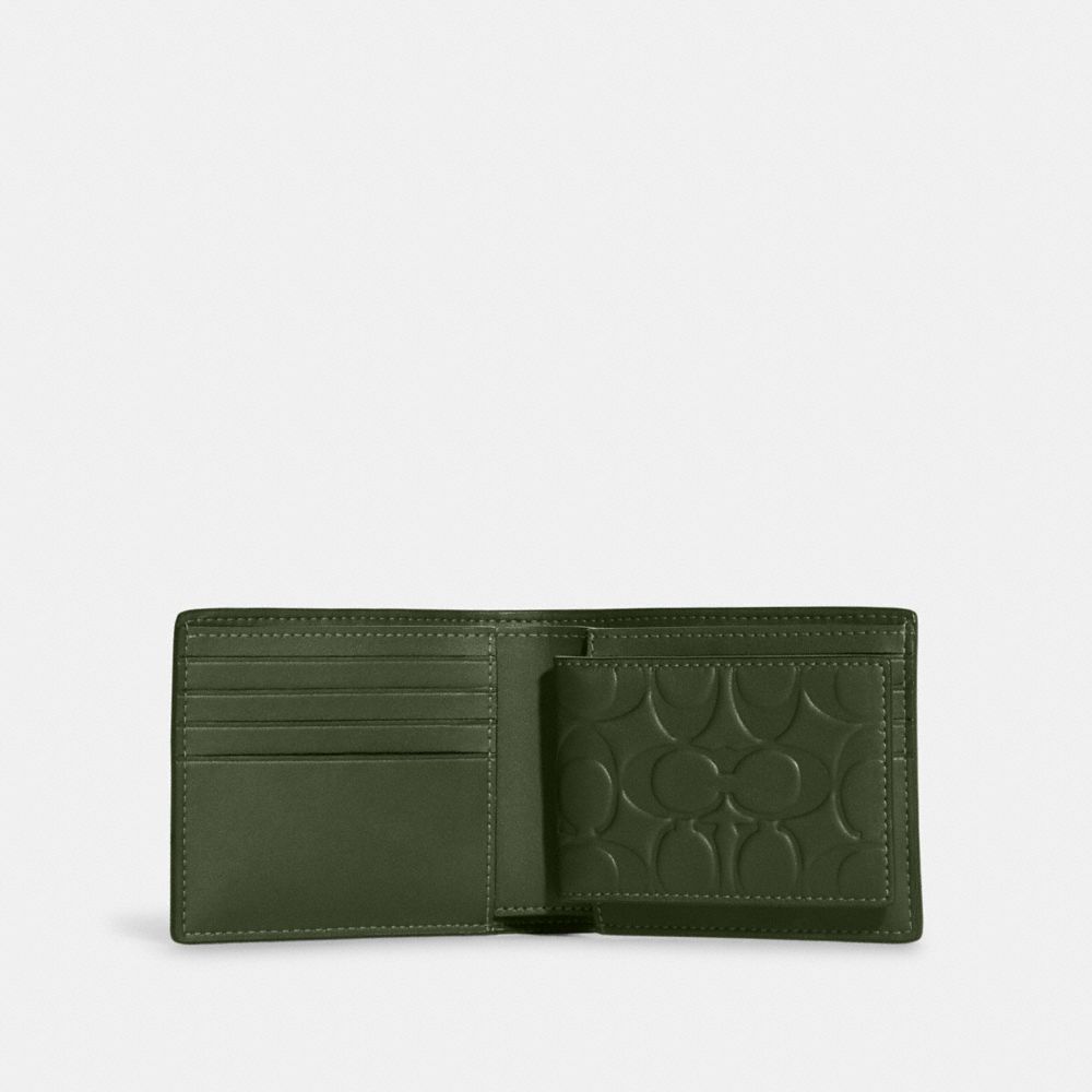 COACH®,3 In 1 Wallet In Signature Leather,Leather,Bi Fold,Logo,Casual,,Inside View,Top View