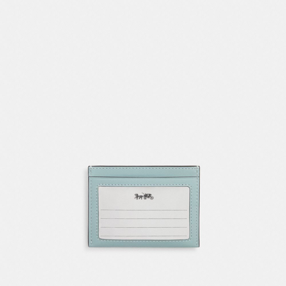 COACH®,SLIM ID CARD CASE,Cuir lisse,Bleu pâle,Back View