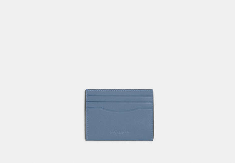 COACH®,SLIM ID CARD CASE,Refined Calf Leather,Gunmetal/Indigo,Front View