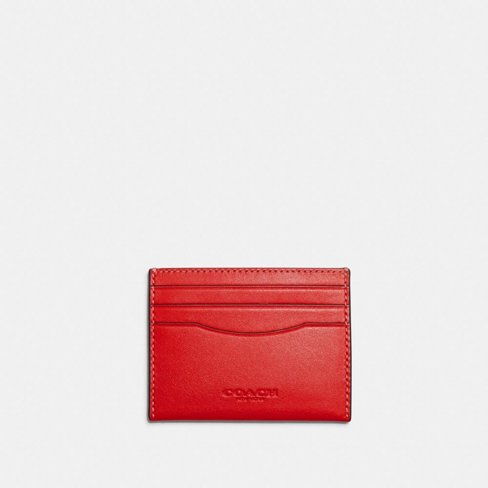 COACH®,SLIM ID CARD CASE,Smooth Leather,Miami Red,Front View