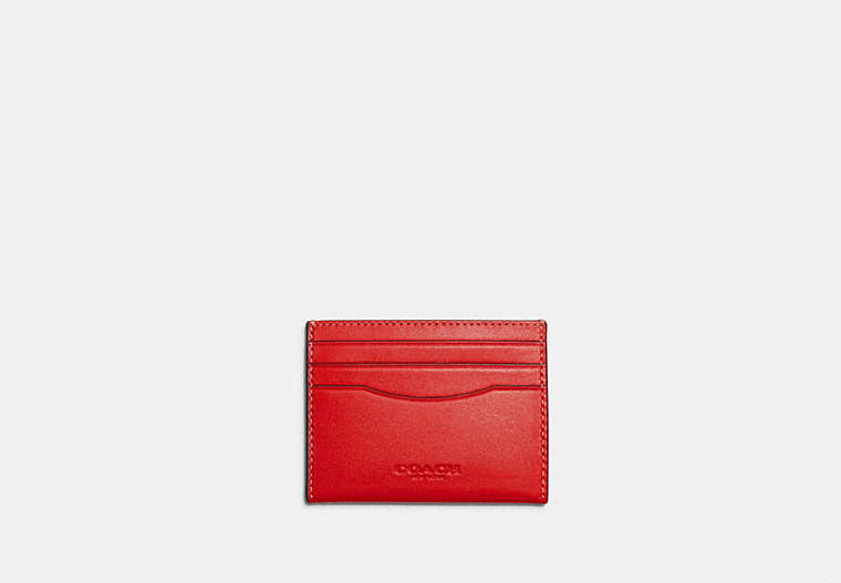 COACH®,SLIM ID CARD CASE,Refined Calf Leather,Miami Red,Front View