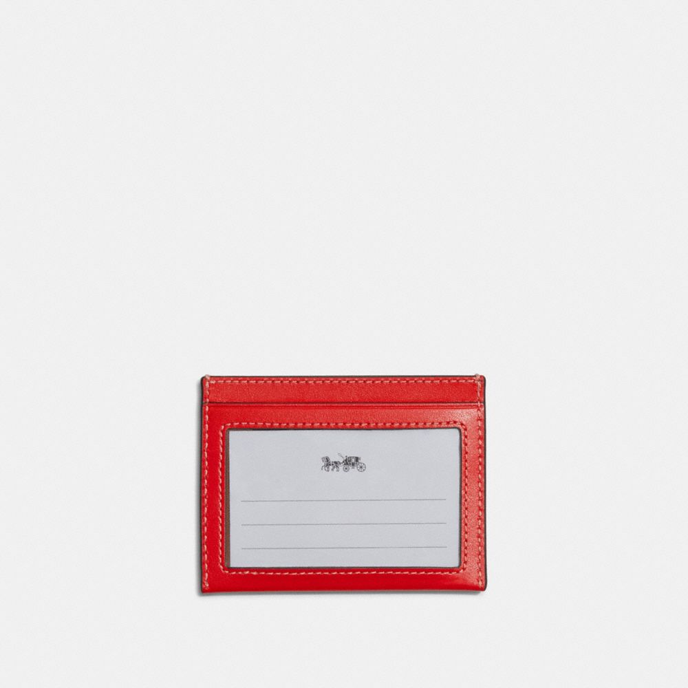 COACH®,SLIM ID CARD CASE,Smooth Leather,Miami Red,Back View