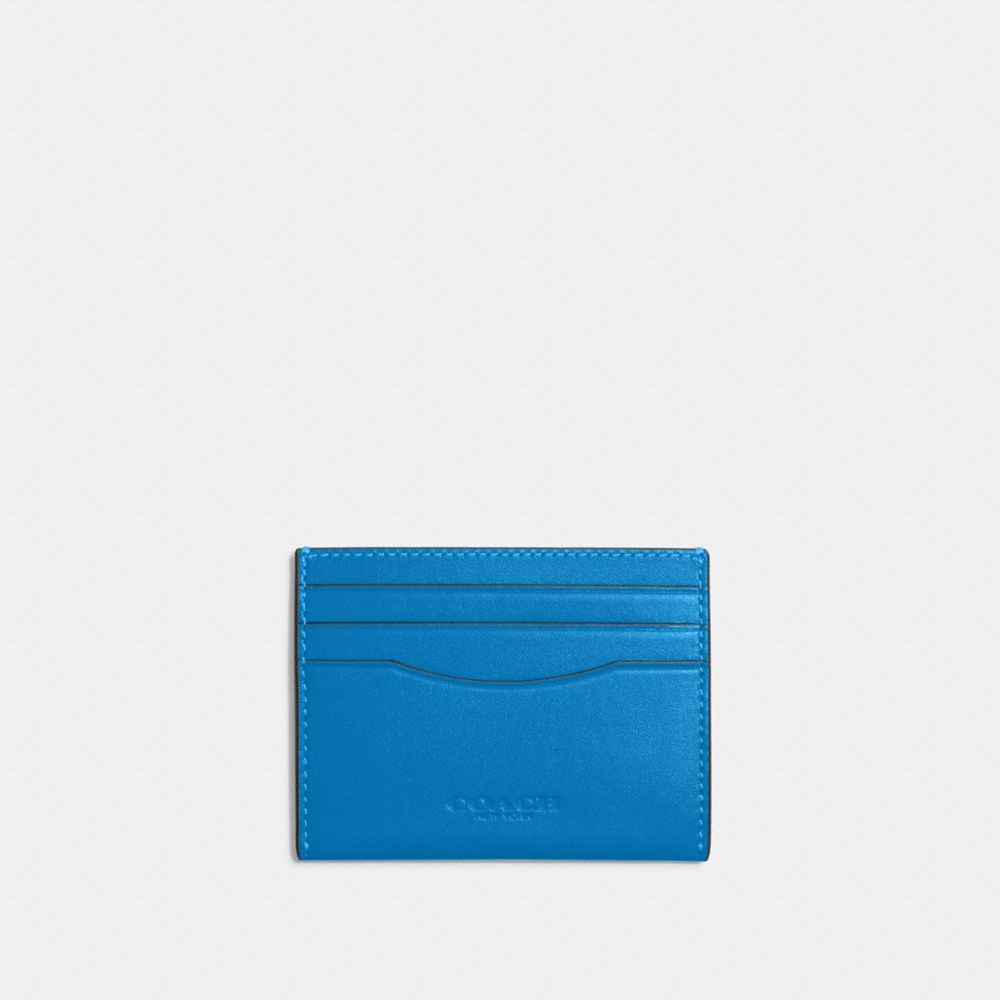 COACH®,SLIM ID CARD CASE,Smooth Leather,Silver/Racer Blue,Front View image number 0