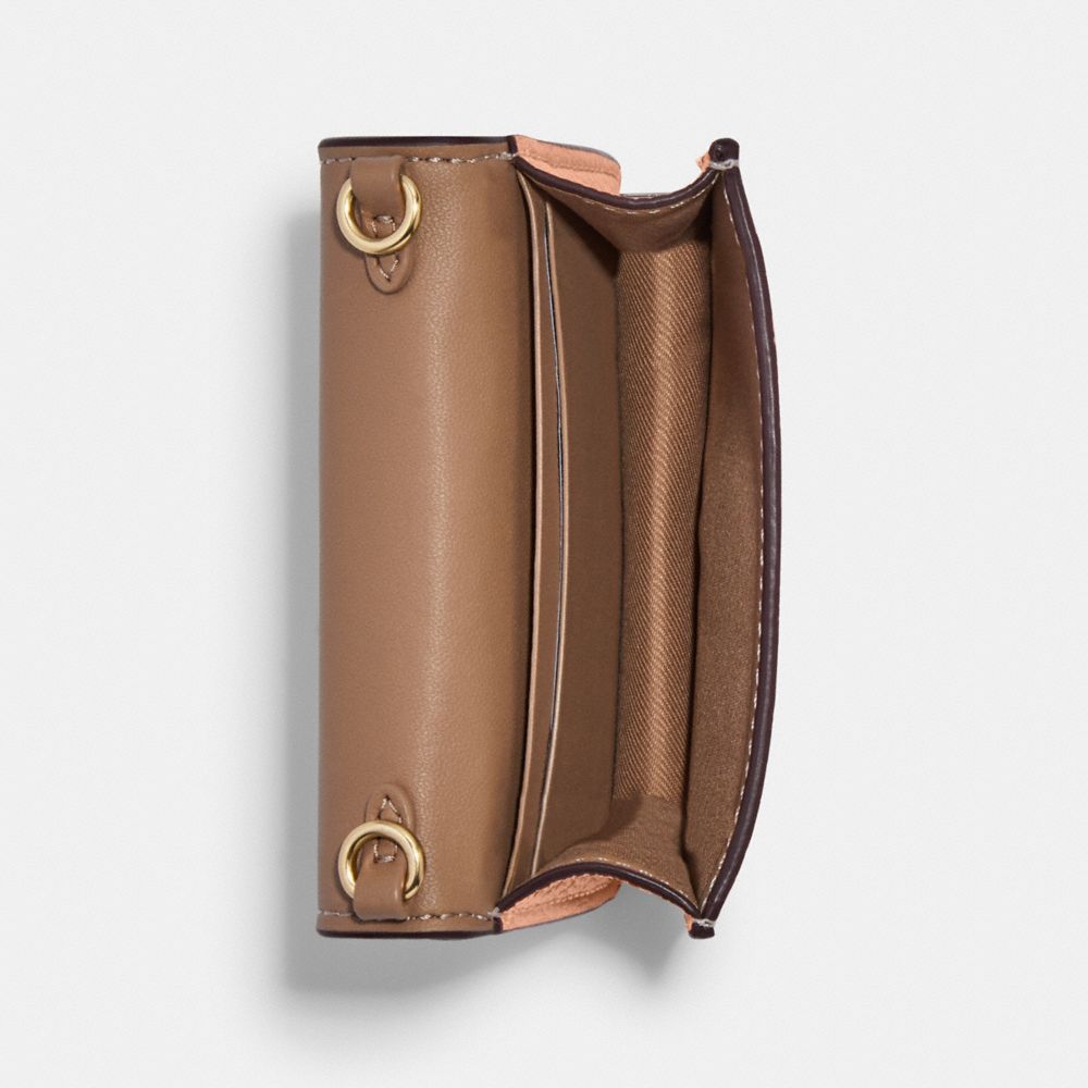 Mini Wallet On A Chain With Floral Whipstitch