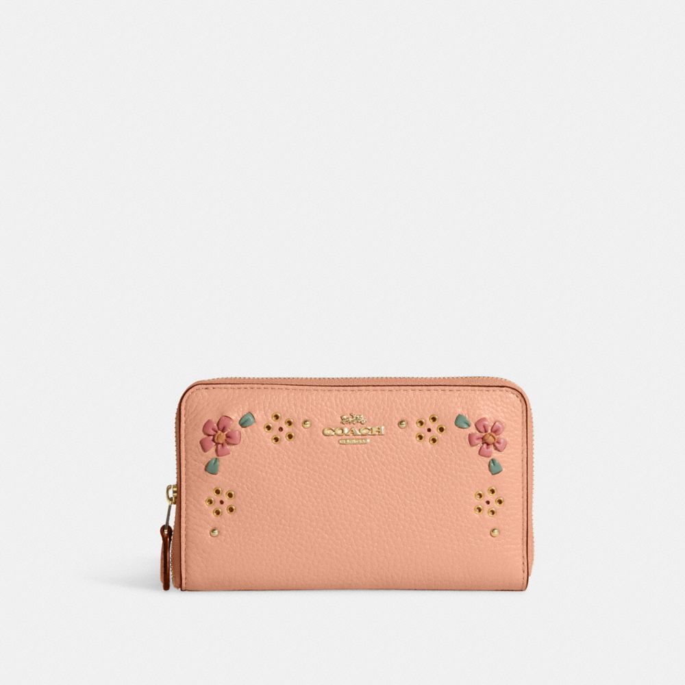 Coach double zip discount phone wallet floral