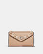 COACH®,TAMMIE CLUTCH CROSSBODY WITH FLORAL WHIPSTITCH,Leather,Mini,Silver/Taupe Multi,Front View
