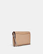 COACH®,TAMMIE CLUTCH CROSSBODY WITH FLORAL WHIPSTITCH,Leather,Mini,Silver/Taupe Multi,Angle View