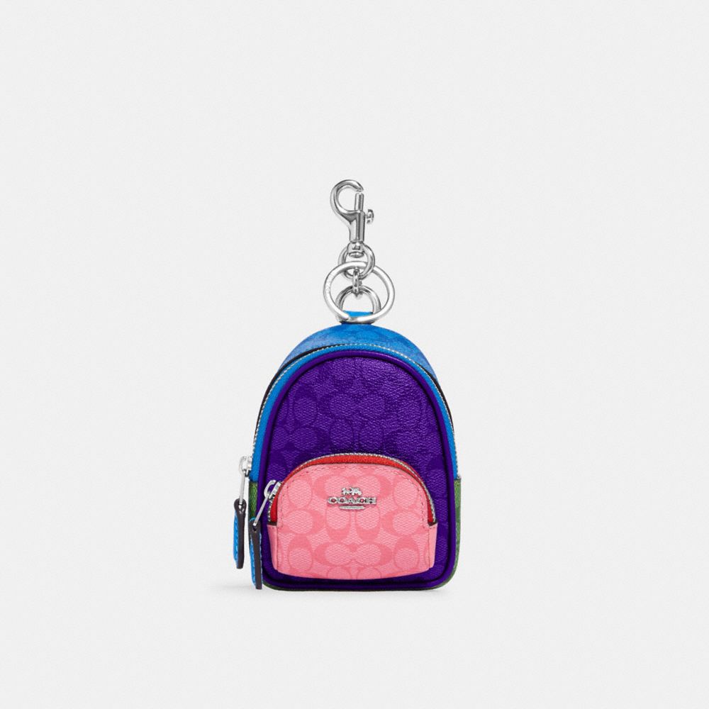 Mini Court Backpack Bag Charm In Colorblock Signature Canvas