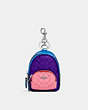 COACH®,MINI COURT BACKPACK BAG CHARM IN COLORBLOCK SIGNATURE CANVAS,Silver/Sport Purple Multi,Front View