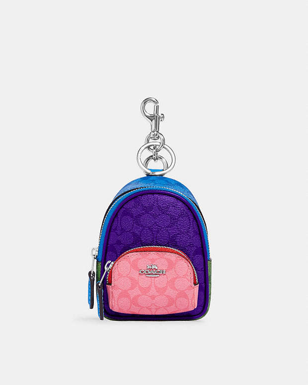 COACH® | Mini Court Backpack Bag Charm In Colorblock Signature Canvas