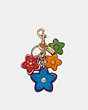 COACH®,WILDFLOWER CLUSTER BAG CHARM IN COLORBLOCK SIGNATURE CANVAS,Gold/Multi,Front View