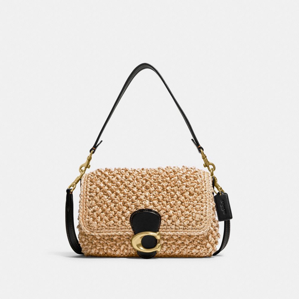 COACH®,SOFT TABBY SHOULDER BAG,Small,Brass/Natural/Black,Front View
