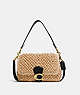 COACH®,SOFT TABBY SHOULDER BAG,Straw/Smooth Leather,Small,Brass/Natural/Black,Front View