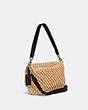 COACH®,SOFT TABBY SHOULDER BAG,Straw/Smooth Leather,Small,Brass/Natural/Black,Angle View