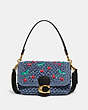 COACH®,SOFT TABBY SHOULDER BAG WITH CHERRY EMBROIDERY,Medium,Brass/Washed Chambray Black,Front View