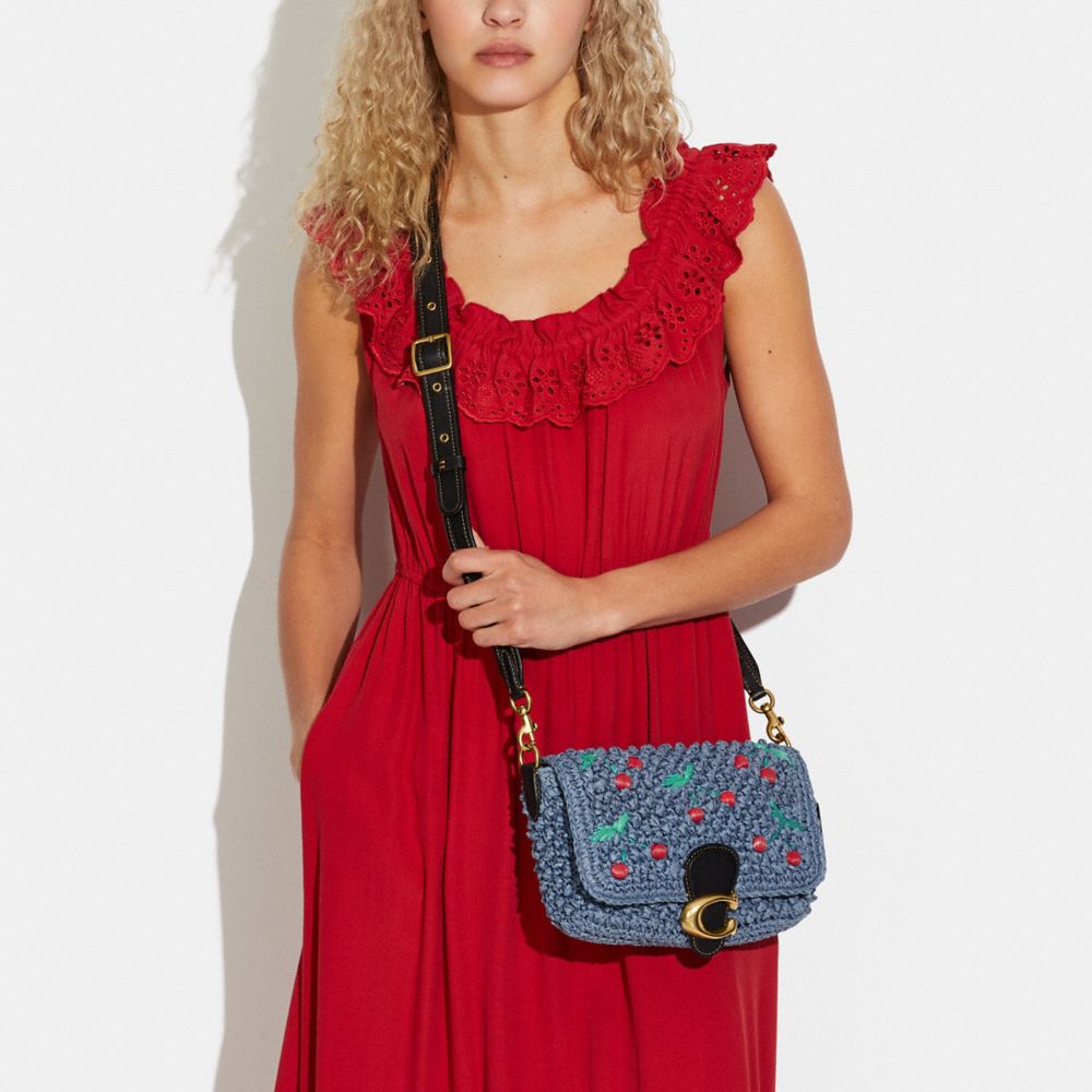 Shop COACH Cherry Embroidered Straw Shoulder Bag