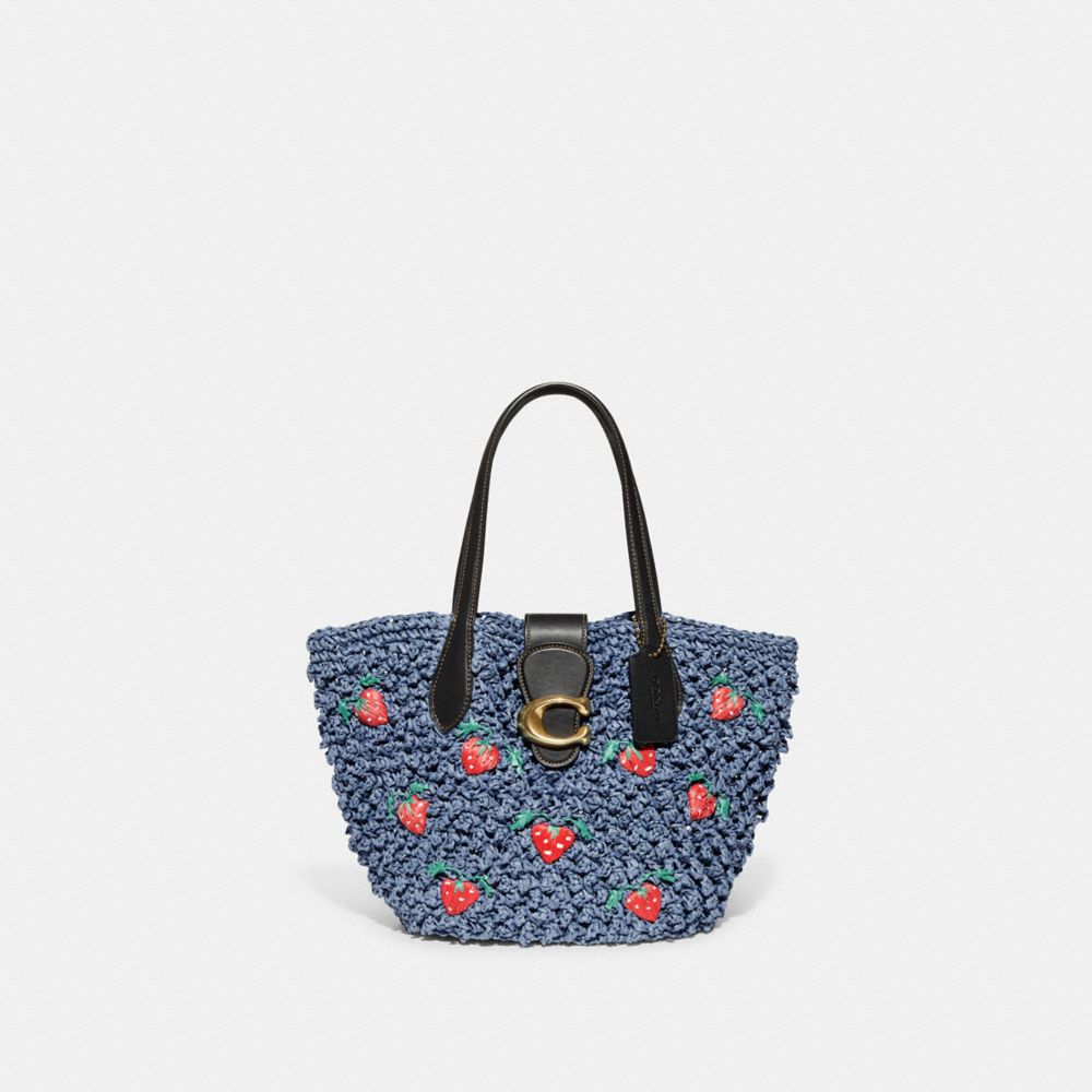 Shop COACH Cherry Embroidered Straw Shoulder Bag