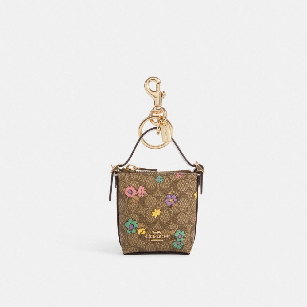 NWT Coach Bear Bag Charm In Blocked Signature Canvas