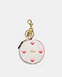 COACH®,CIRCULAR COIN POUCH WITH HEART PRINT,Refined Pebble Leather,Im/Chalk Pink,Front View