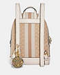 COACH®,MIRROR BAG CHARM IN SIGNATURE CANVAS WITH SPACED FLORAL PRINT,Gold/Khaki Purple Multi,Angle View