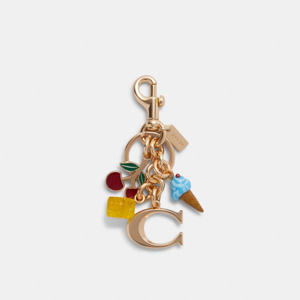 Gold Multi Signature Mixed Charms Cluster Bag Charm