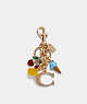COACH®,SIGNATURE MIXED CHARMS CLUSTER BAG CHARM,Metal,Gold/Multi,Front View