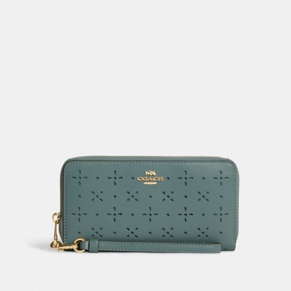 COACH®,LONG ZIP AROUND WALLET,Refined Calf Leather,Mini,Im/Marine,Front View