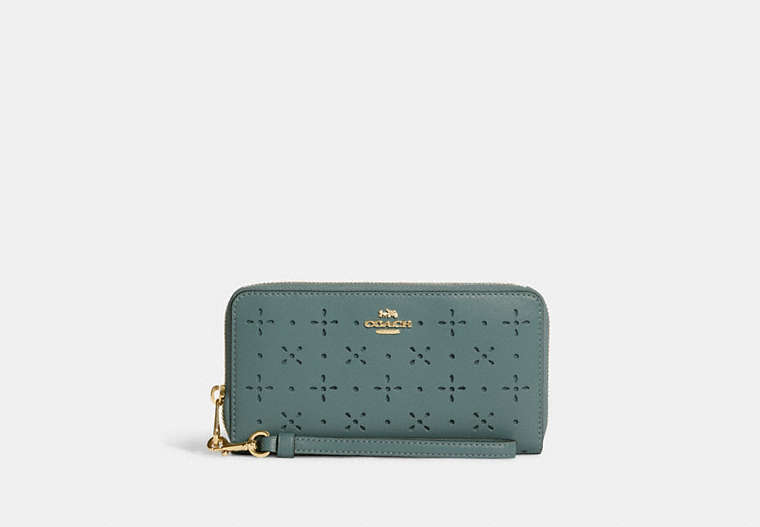 COACH®,LONG ZIP AROUND WALLET,Refined Calf Leather,Mini,Im/Marine,Front View