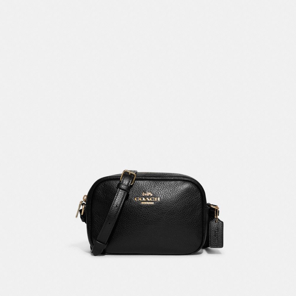 COACH®,MINI JAMIE CAMERA BAG,Pebbled Leather,Anniversary,Gold/Black,Front View