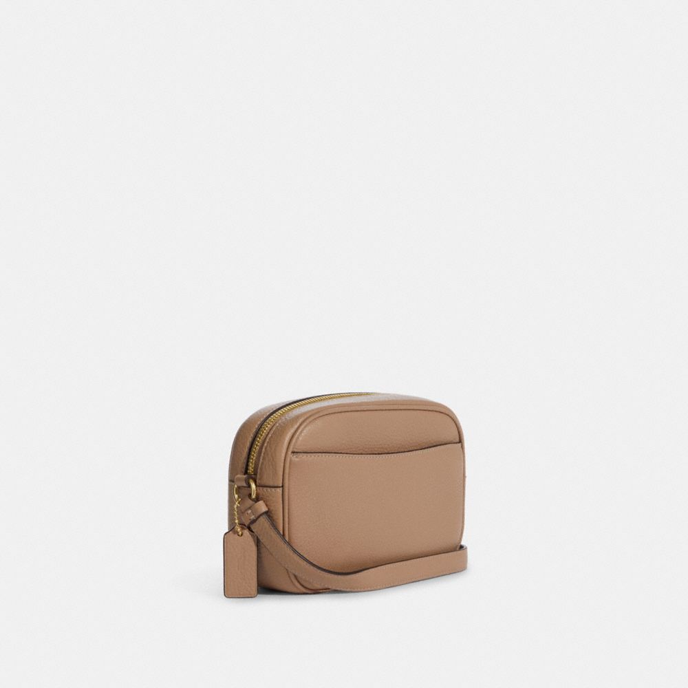 COACH®,MINI JAMIE CAMERA BAG,Pebbled Leather,Anniversary,Gold/Taupe,Angle View