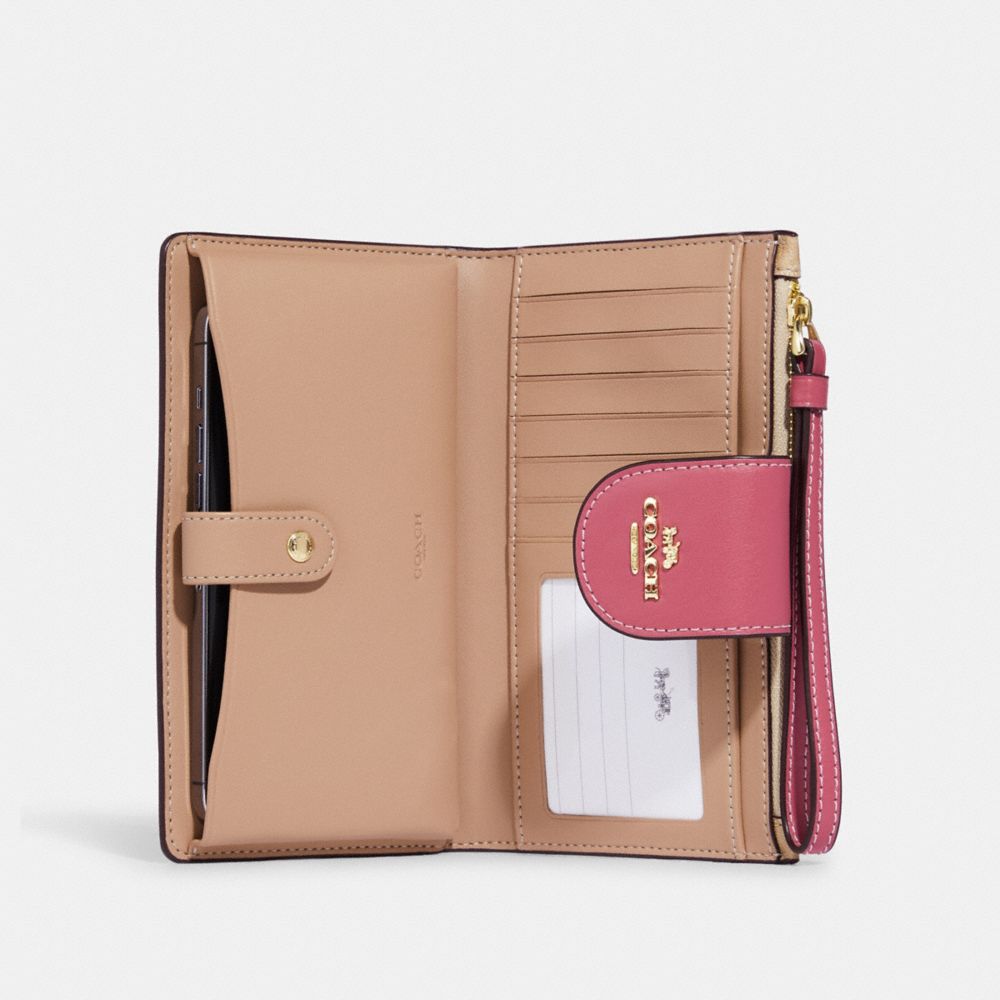 Phone Wallet In Signature Canvas With Stripe Heart Print