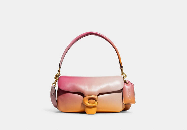 COACH®,PILLOW TABBY SHOULDER BAG 26 WITH OMBRE,Nappa leather,Medium,Brass/Petunia Multi,Front View