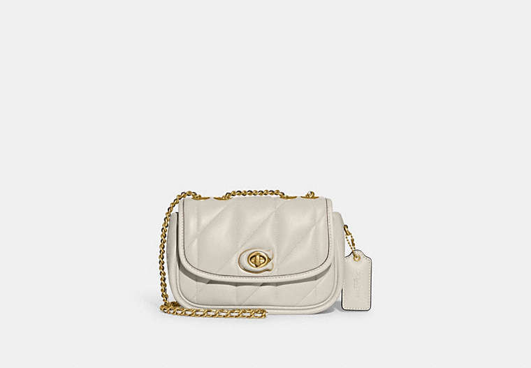 COACH®,PILLOW MADISON SHOULDER BAG 18 WITH QUILTING,Nappa leather,Mini,Brass/Chalk,Front View