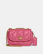 COACH®,PILLOW MADISON SHOULDER BAG 18 WITH QUILTING,Nappa leather,Mini,Brass/Petunia,Front View