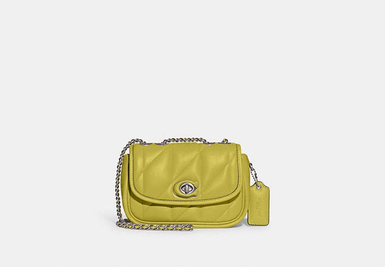 COACH®,PILLOW MADISON SHOULDER BAG 18 WITH QUILTING,Nappa leather,Mini,Silver/Keylime,Front View