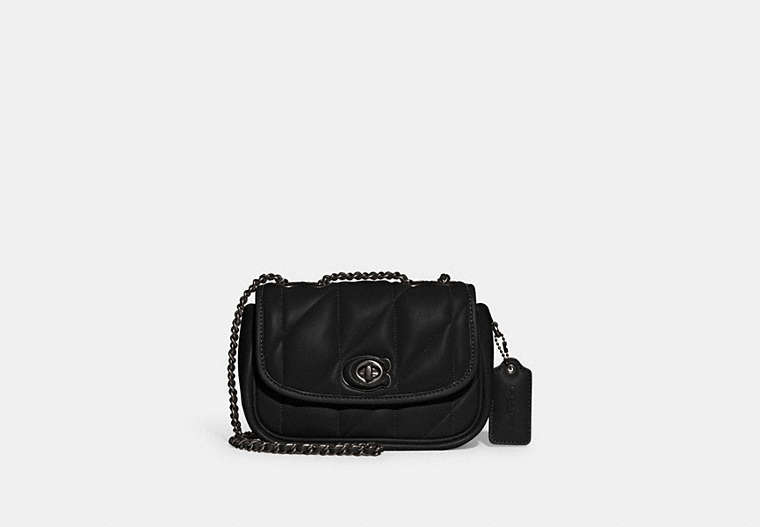 COACH®,PILLOW MADISON SHOULDER BAG 18 WITH QUILTING,Nappa leather,Mini,Pewter/Black,Front View