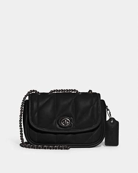 COACH®,PILLOW MADISON SHOULDER BAG 18 WITH QUILTING,Nappa leather,Mini,Pewter/Black,Front View