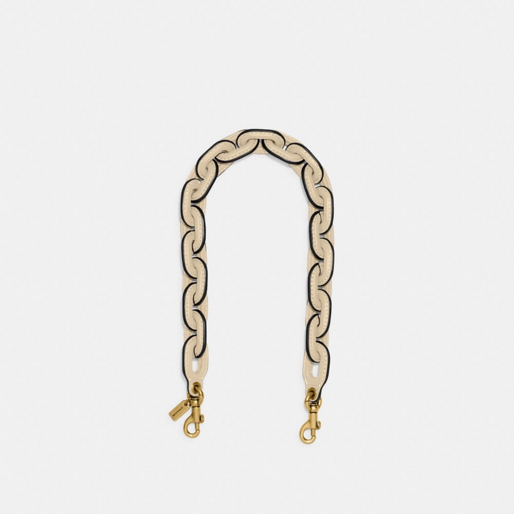 COACH®,LEATHER COVERED SHORT CHAIN STRAP,Brass/Ivory,Front View