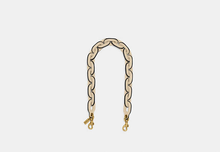 COACH®,LEATHER COVERED SHORT CHAIN STRAP,Smooth Leather,Brass/Ivory,Front View