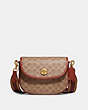 COACH®,WILLOW SADDLE BAG IN SIGNATURE CANVAS,Coated Canvas,Small,Brass/Tan/Rust,Front View