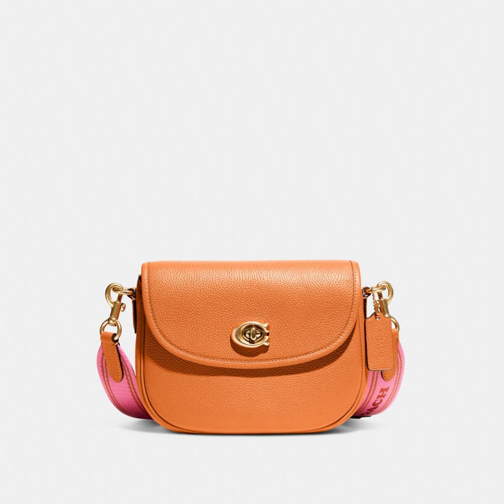 COACH®,Willow Saddle Bag,Leather,Saddle Bag,Stripe,Metal,Casual,,Front View